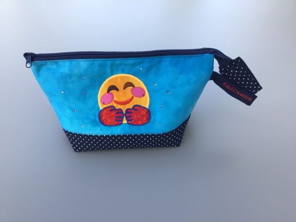 Kosmetiktasche blau mit Smiley