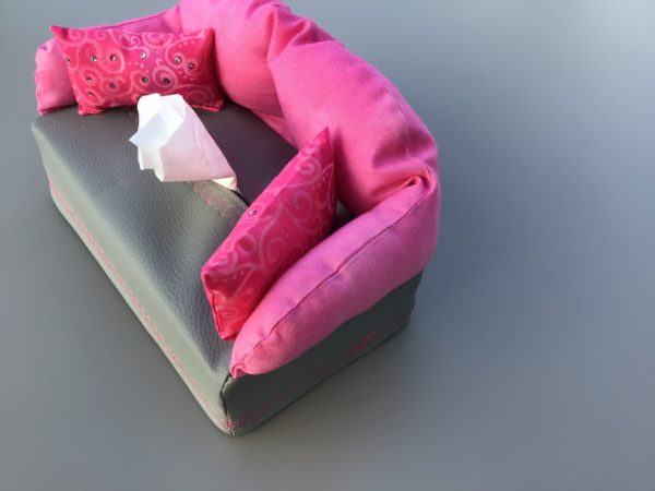 Sofa pink / grau Kosmetiktücher