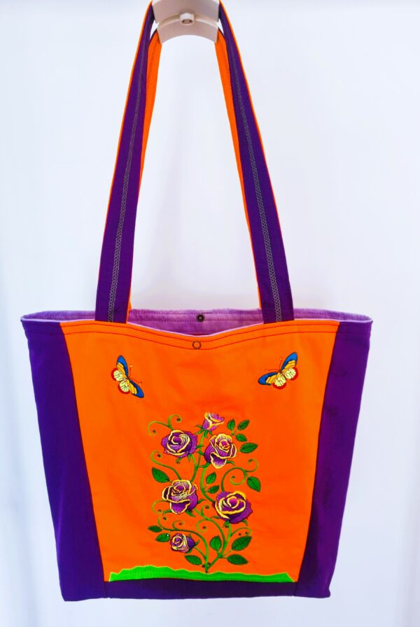 Tasche lila orange mit Rosen 9