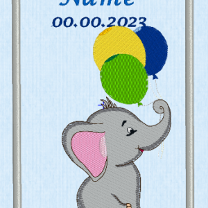 U-Heft-Hülle Elefant mit Luftballon grau blau
