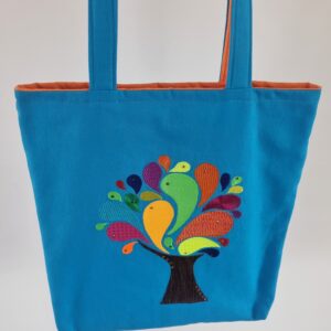 Canvas Shopper türkis mit Glücksbaum