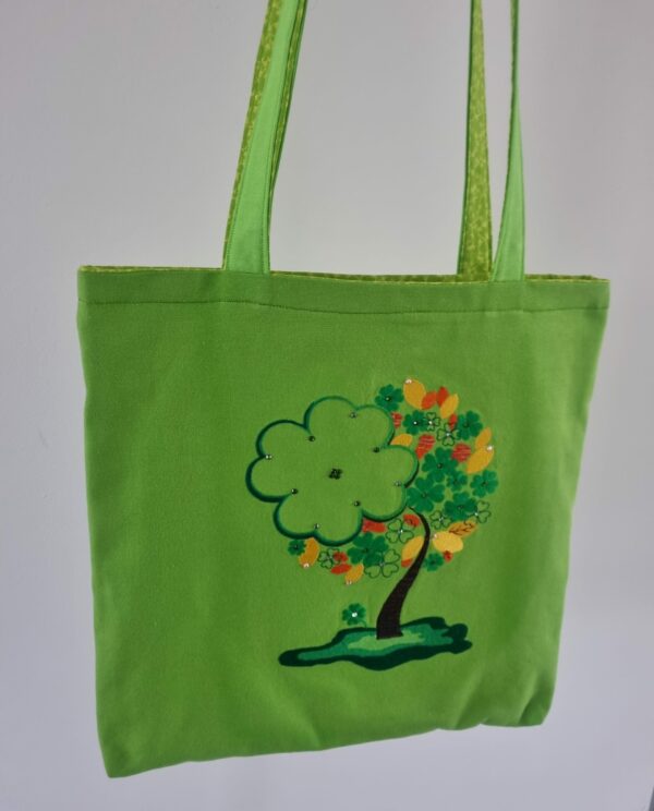 Canvas Shopper grün Kleeblattbaum