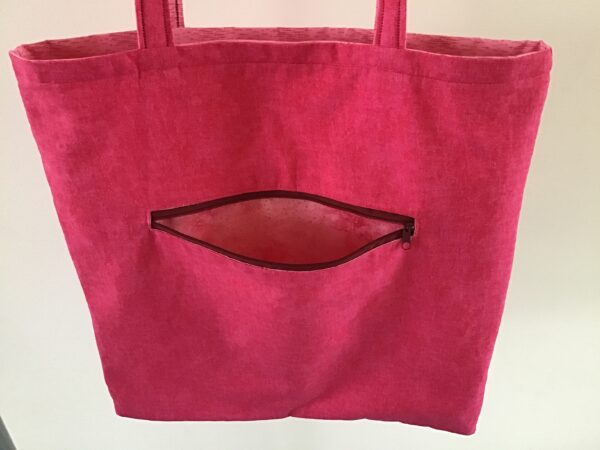 Designer Baumwoll Shopper pink mit Stickmotiv Paradiesvogel